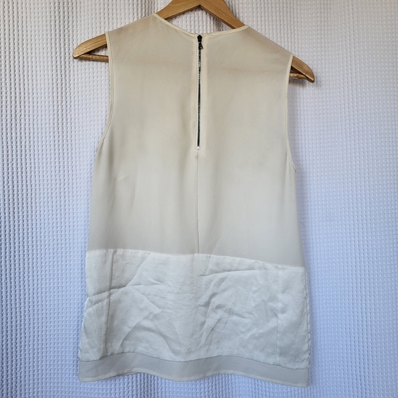J Brand Shell Tank in ivory/cream crepe with Sarina applique panels, size small - Picture 2 of 4